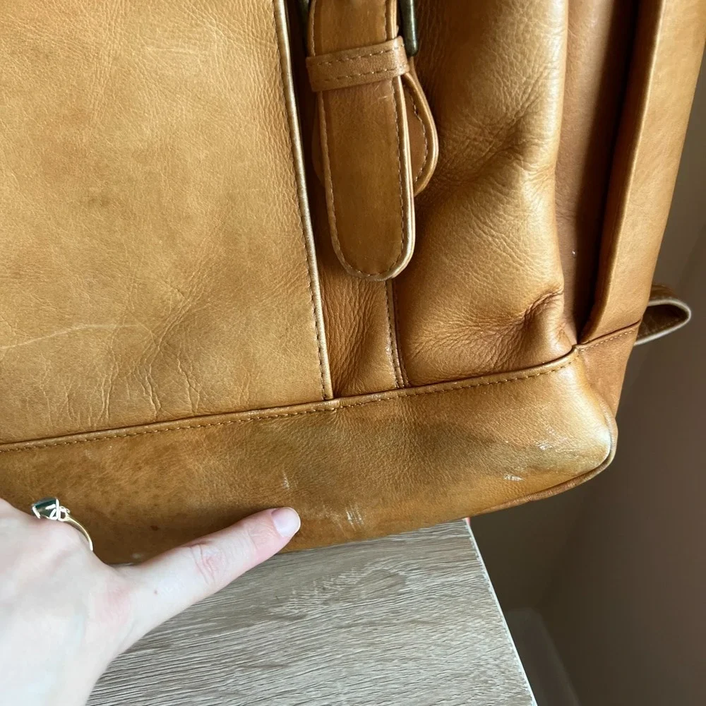 Charlie's Leather Dante XL‎ Laptop Flap Back Pack Leather Distressed Travel READ